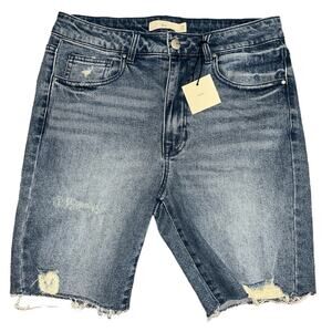 NWT Distressed Denim Bermuda Cut-Off Jean Shorts Waist Size 29”
